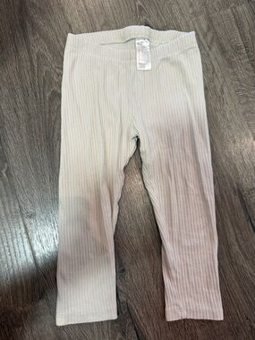 H&M Cream Ribbed Knit Leggings 2T